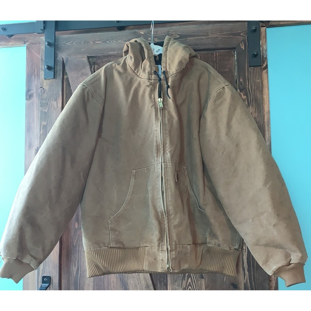 Vintage Carhartt Hooded Jacket J130‎ BRN Brown Size XL Nice Condition Light Wear